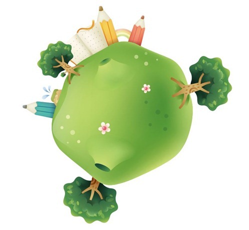 Cute Green Planet Vector Illustration