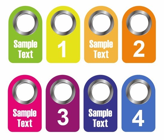 Vector Set of Empty Colorful Tags with Metal Rings