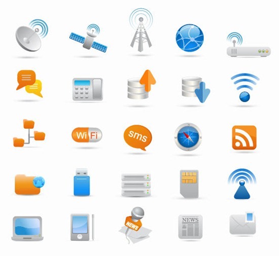 Wireless and Communication Icon Set