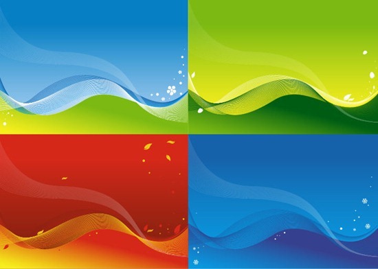 Colorful Waves Vector Background Set