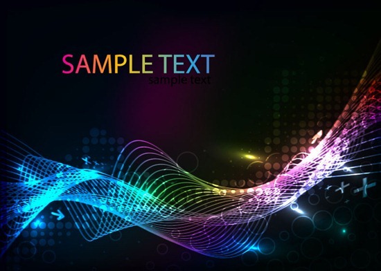 Colorful Waves on Black Background Vector Graphic