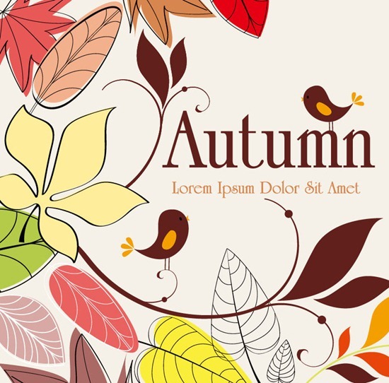 Free Autumn Background With Birds Vector Graphic