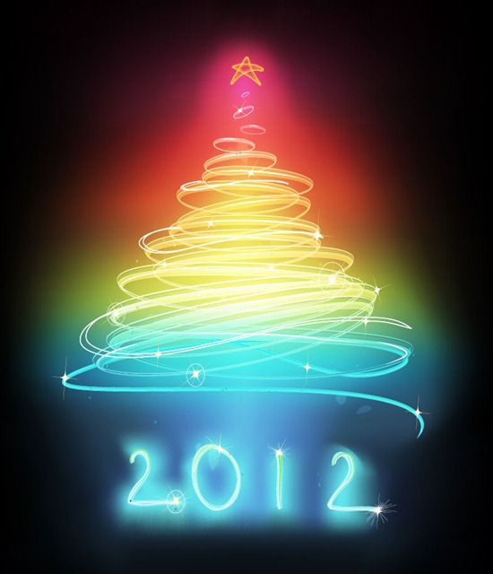 Abstract Glowing Christmas Tree Vector Art