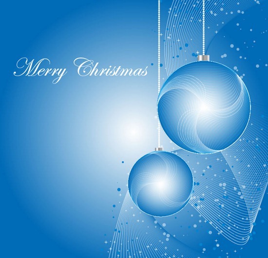 Blue Christmas Greeting Card Vector Illustration