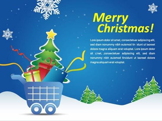 Christmas Shopping Cart Vector Illustration