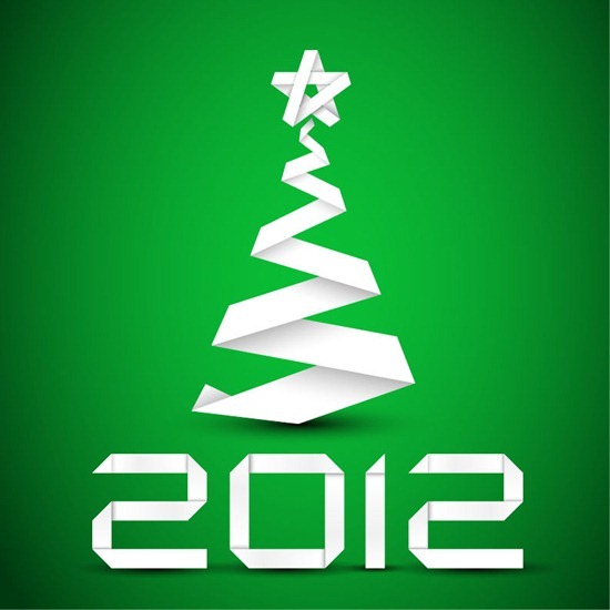 Paper Stripe Christmas Tree Vector Graphic