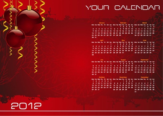 Christmas Card Calendar 2012 New Year