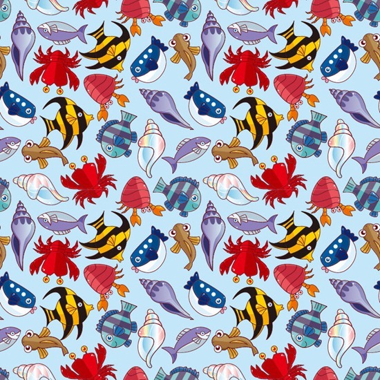 Seamless Fish Pattern Vector Illustration