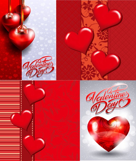 Valentine's Day Greeting Card Vector Set