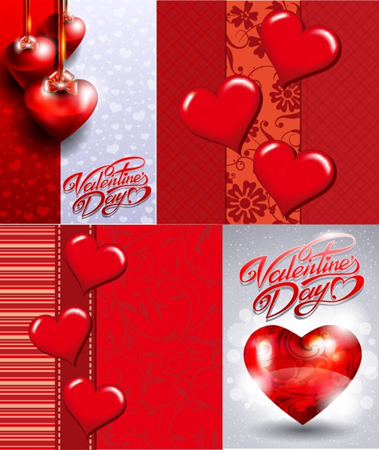 Valentine’s Day Greeting Card Vector Set