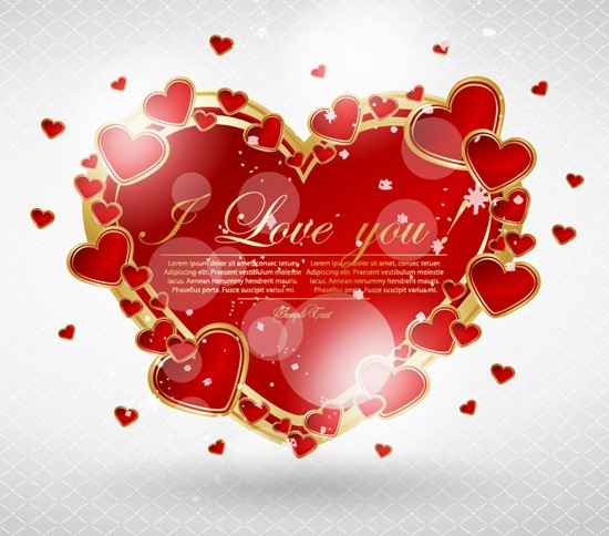 Valentine Background with Hearts Vector Illustration