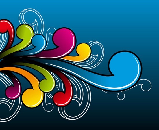 Abstract Rainbow Waves Vector Illustration